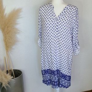 41 Hawthorn blue & white tunic dress small